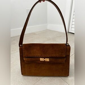Tory Burch Limited Lee Radziwill Brown Suede Shoulder Bag